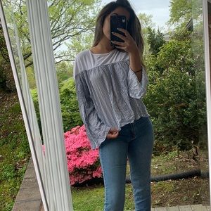 Zara blue and white plaid blouse (size 2)